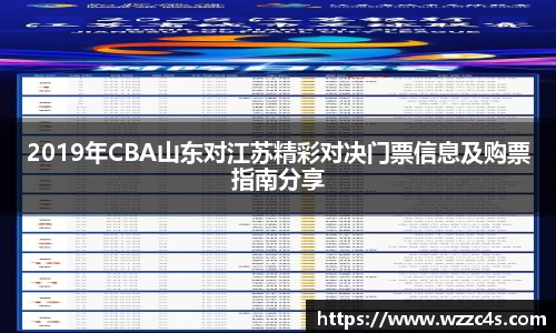 2019年CBA山东对江苏精彩对决门票信息及购票指南分享